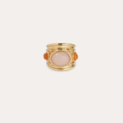 Bague Simone - Quartz rose & Cornaline