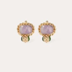 Boucles d'oreilles Amarante cabochons - Améthyste