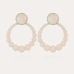 Boucles d'oreilles Andy grand modèle acétate - Blanc