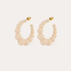 Boucles d'oreilles créoles Andy petit modèle acétate - Ivoire