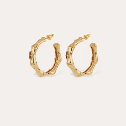 Boucles d'oreilles créoles Bambou strass petit modèle