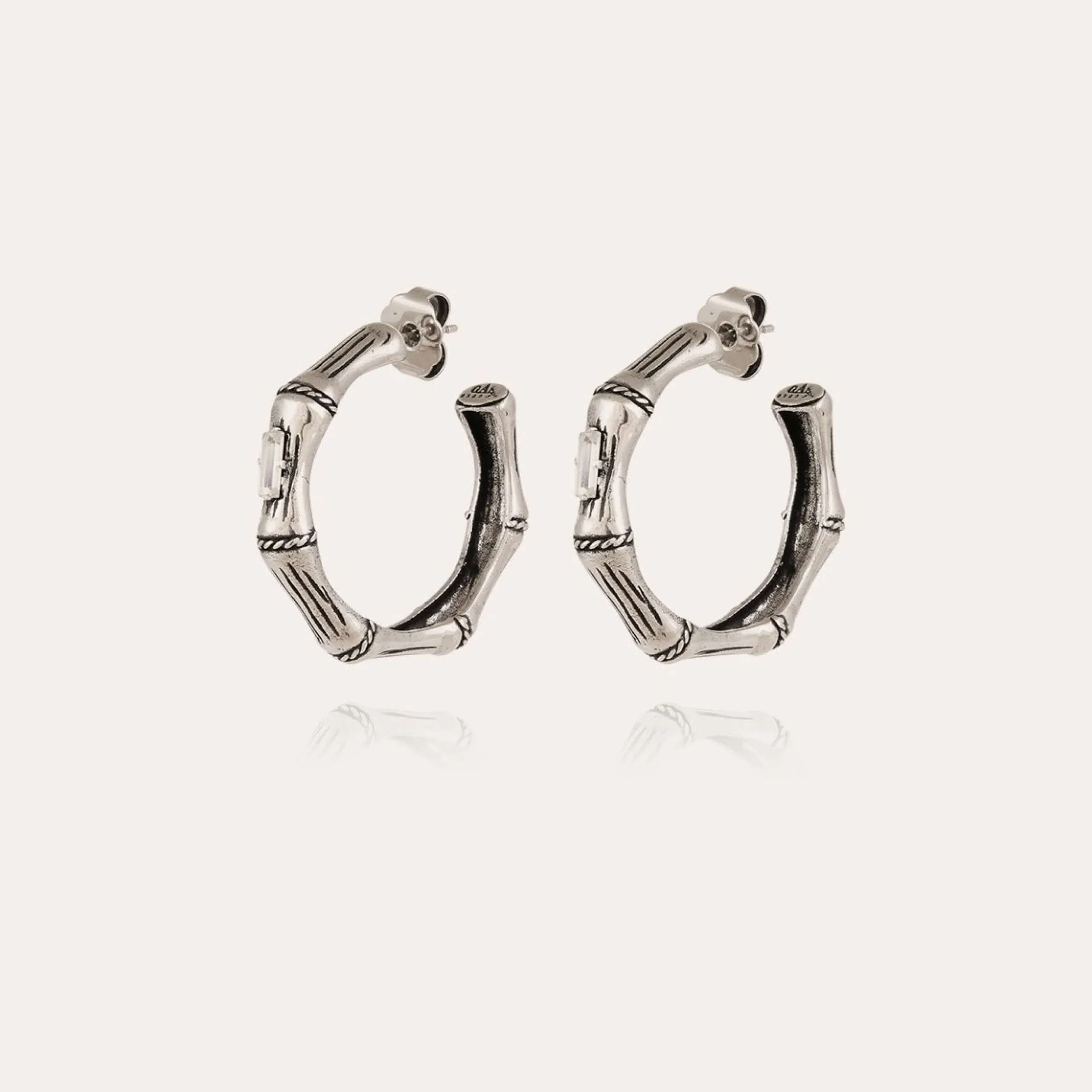Boucles d'oreilles créoles Bambou strass petit modèle