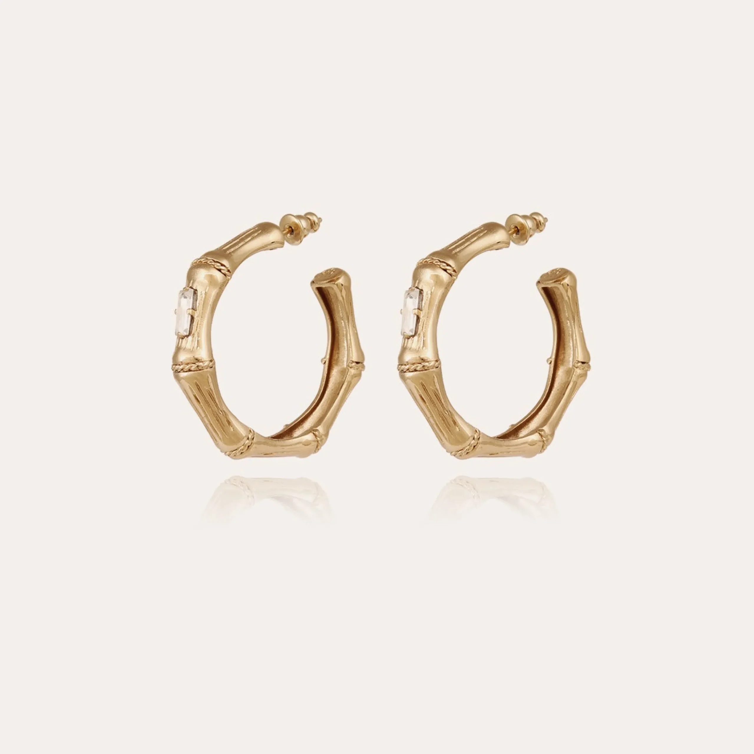 Boucles d'oreilles créoles Bambou strass petit modèle