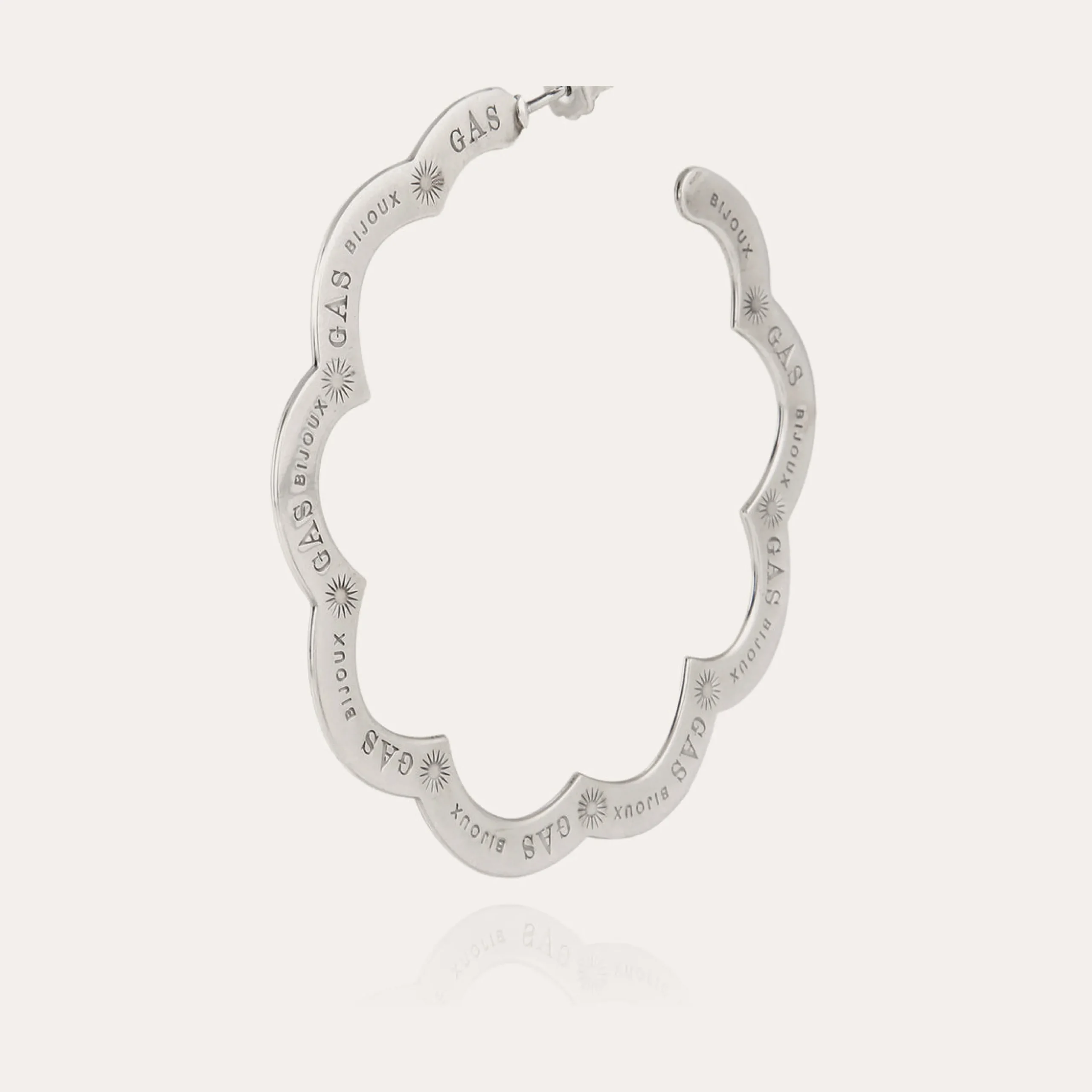 Boucles d'oreilles créoles Bolduc Flore gravées grand modèle