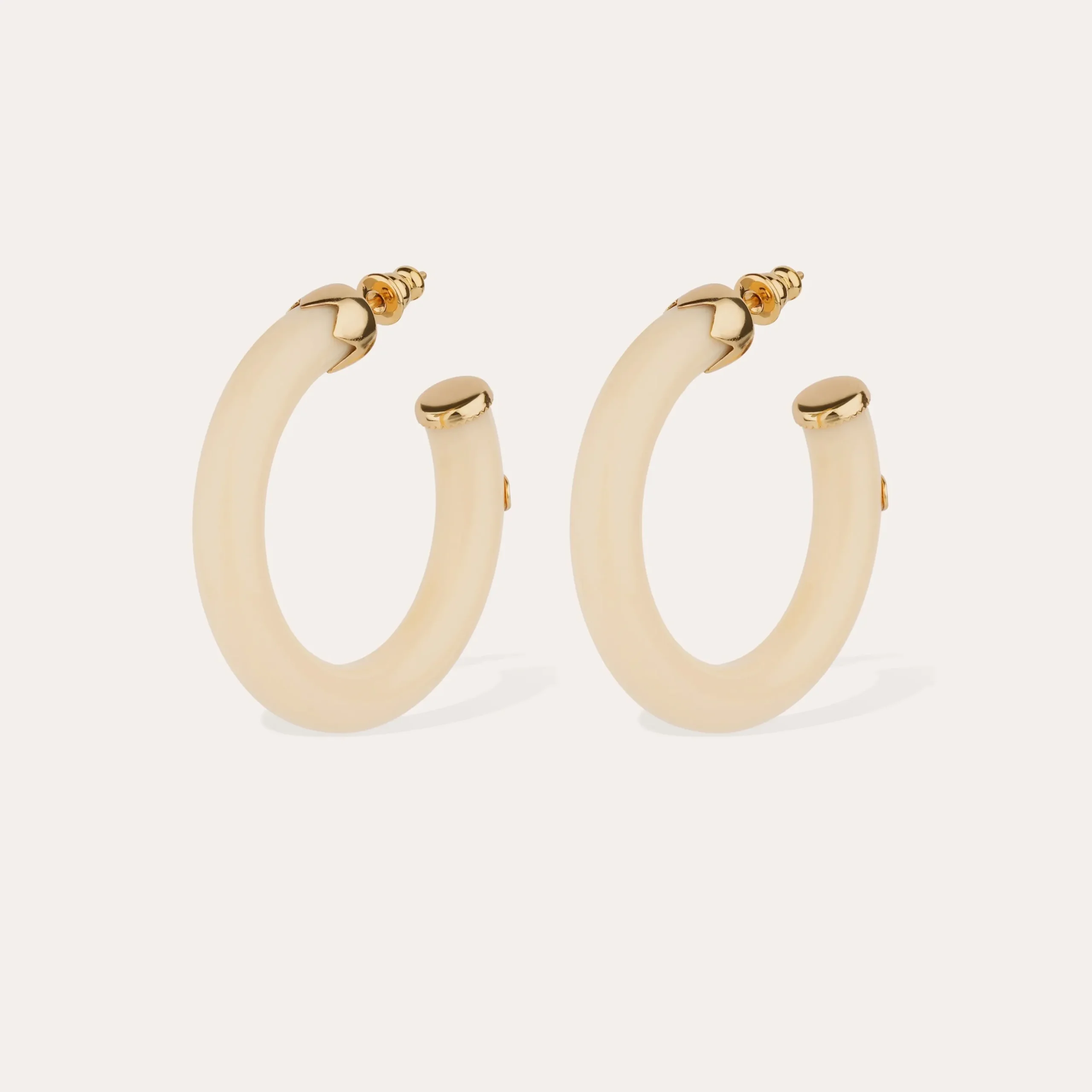 Boucles d'oreilles créoles Caftan petit modèle acétate - Ivoire
