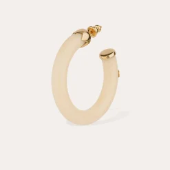 Boucles d'oreilles créoles Caftan petit modèle acétate - Ivoire