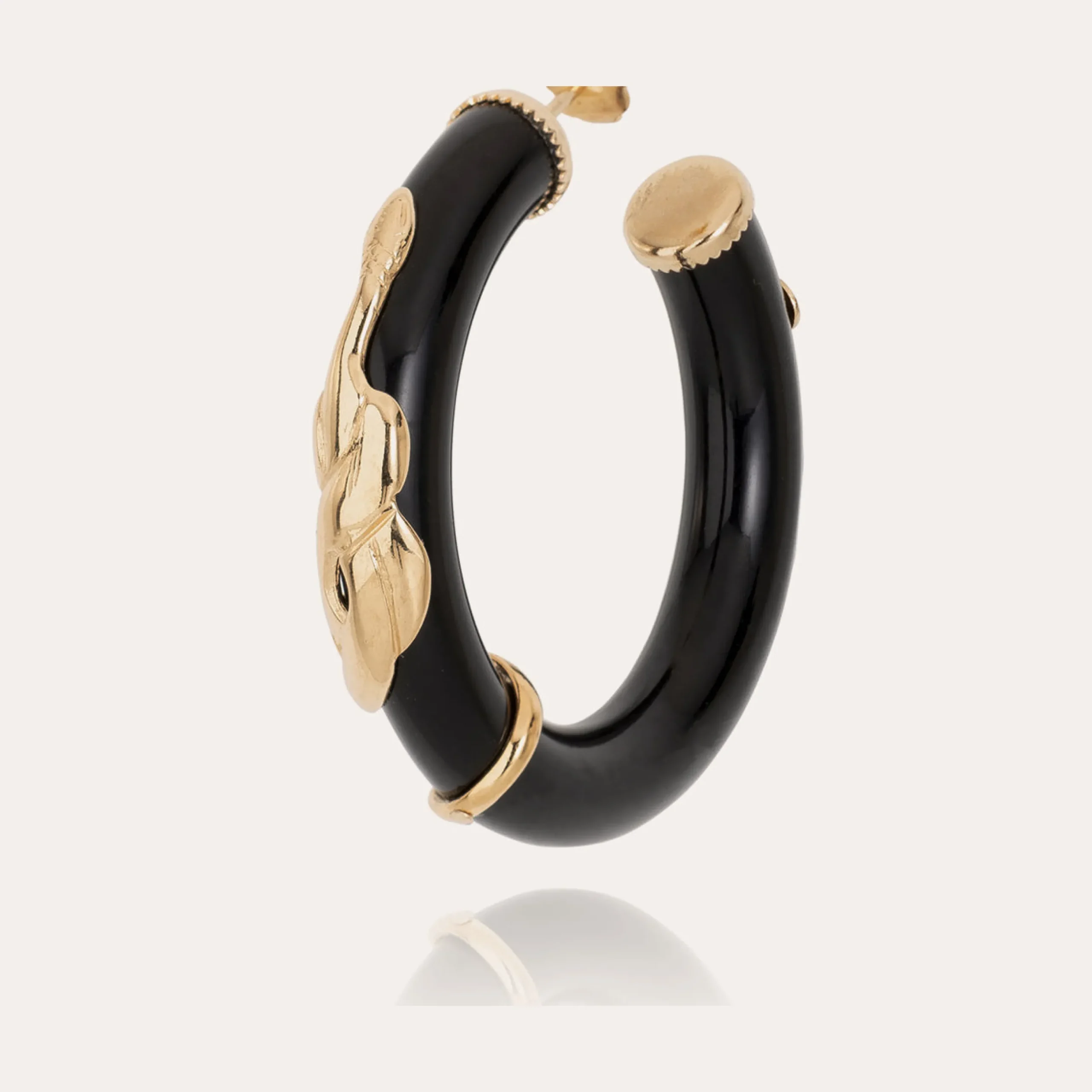 Boucles d'oreilles créoles Cobra petit modèle acétate - Noir