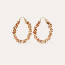 Boucles d'oreilles créoles Eurydice - Hématoide rouge & Cornaline
