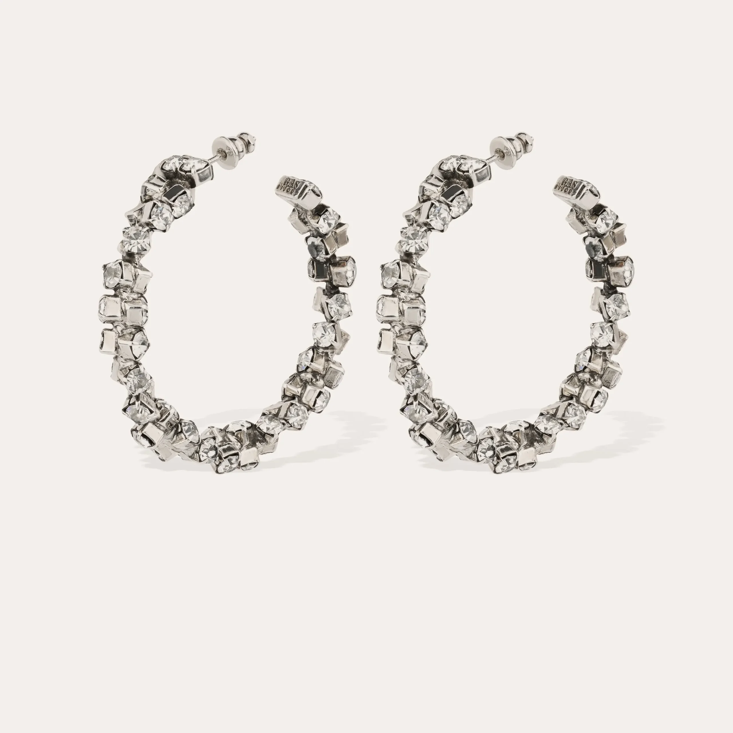 Boucles d'oreilles créoles Trevise finition rhodium