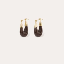 Boucles d'oreilles Ecume petit modèle acétate - Marron