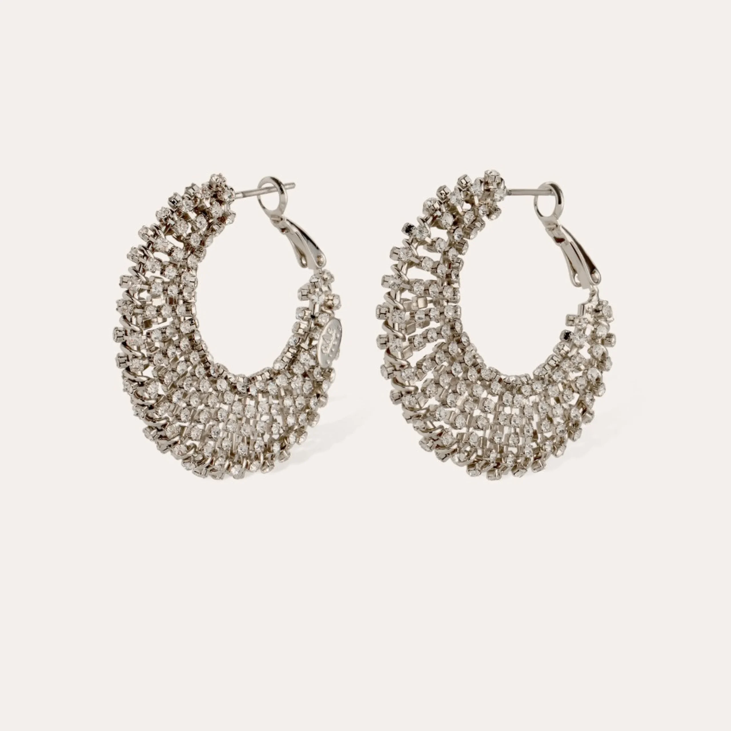 Boucles d'oreilles Izzia strass grand modèle finition rhodium