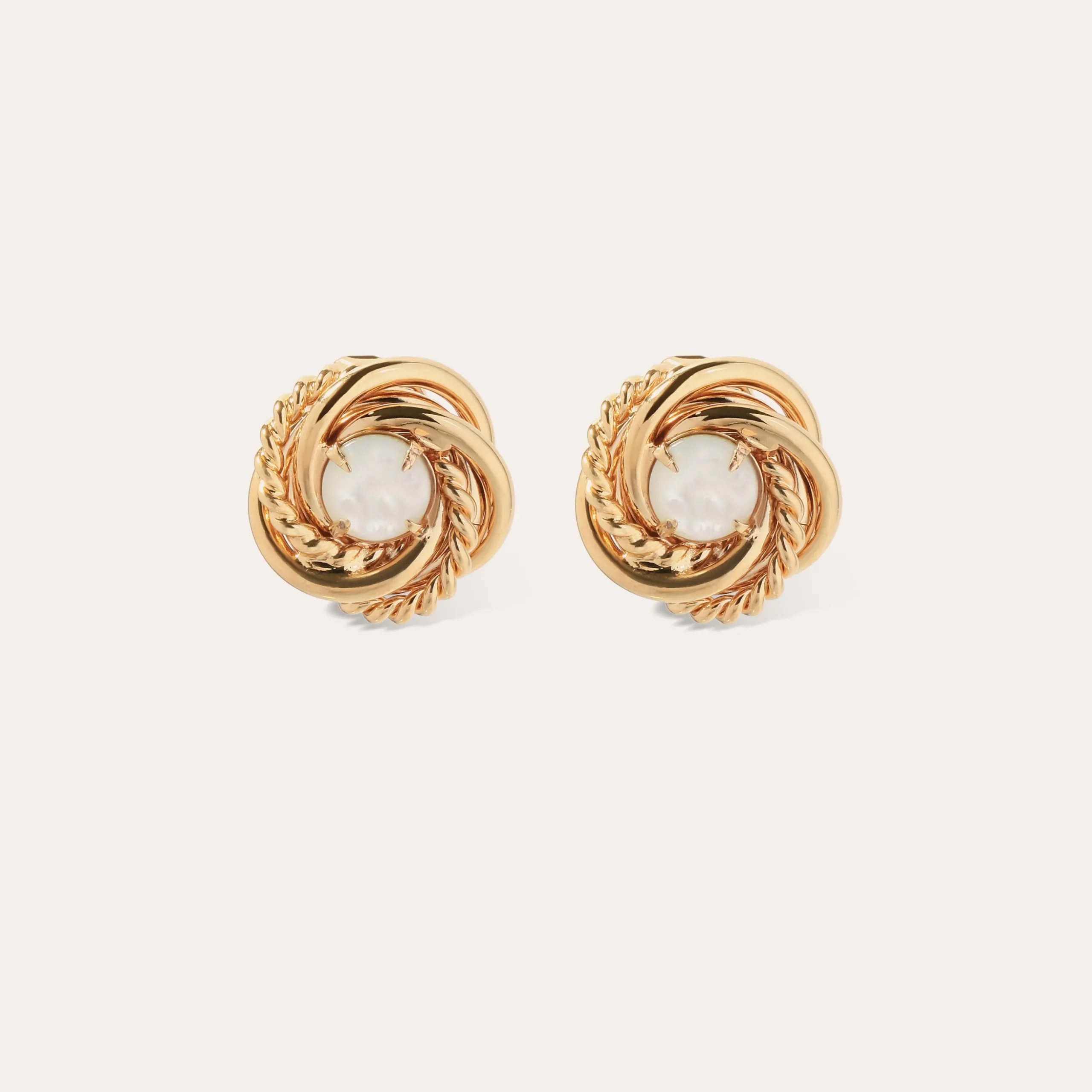Boucles d'oreilles puce Atika - Nacre blanche