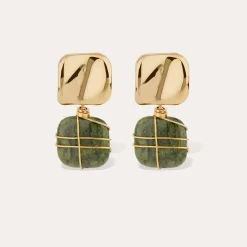 Boucles d'oreilles Rainbow Square - Vessonite