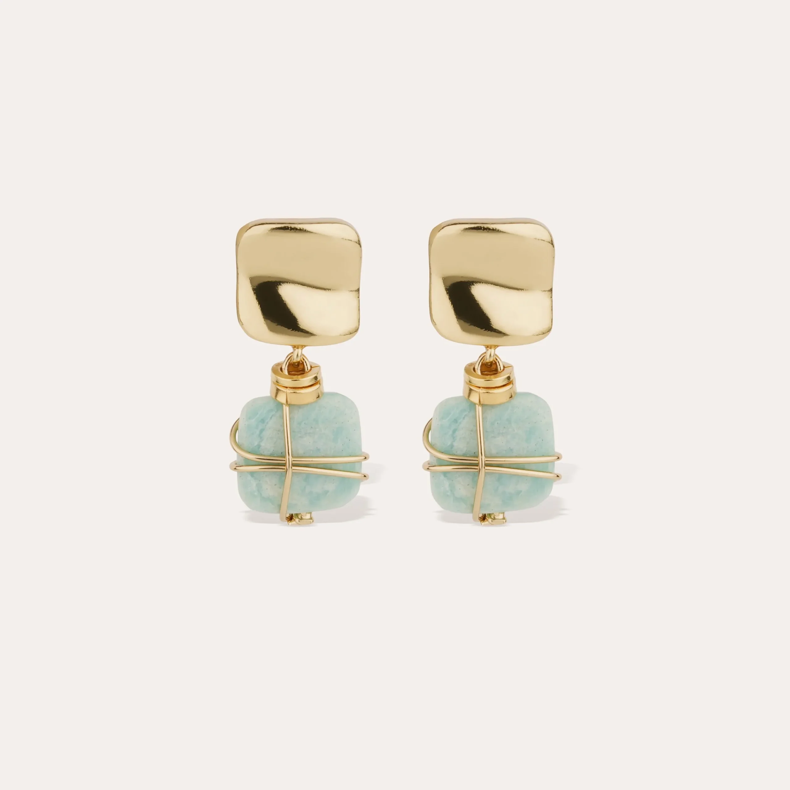 Boucles d'oreilles Rainbow Square petit modèle - Amazonite