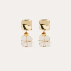 Boucles d'oreilles Rainbow Square petit modèle - Cristal de roche