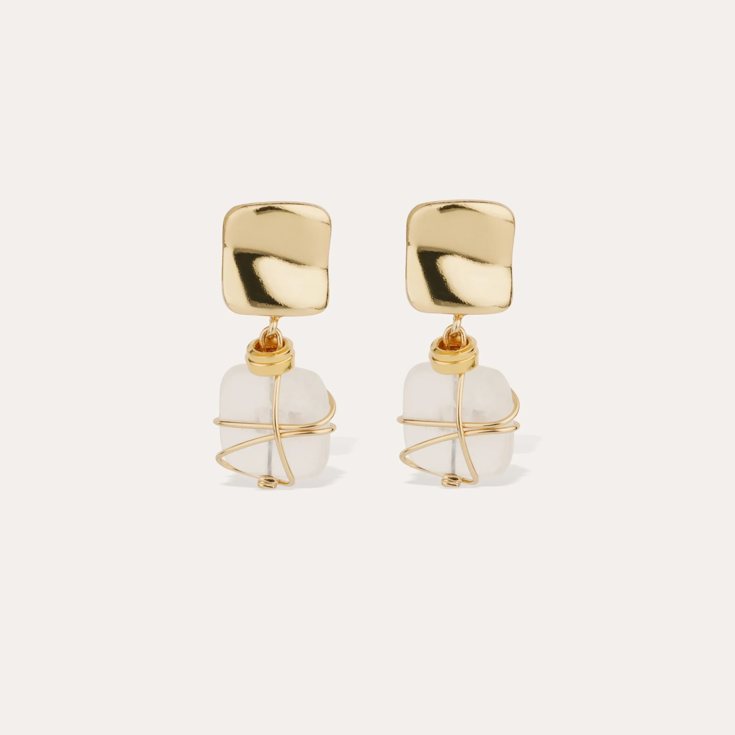 Boucles d'oreilles Rainbow Square petit modèle - Cristal de roche
