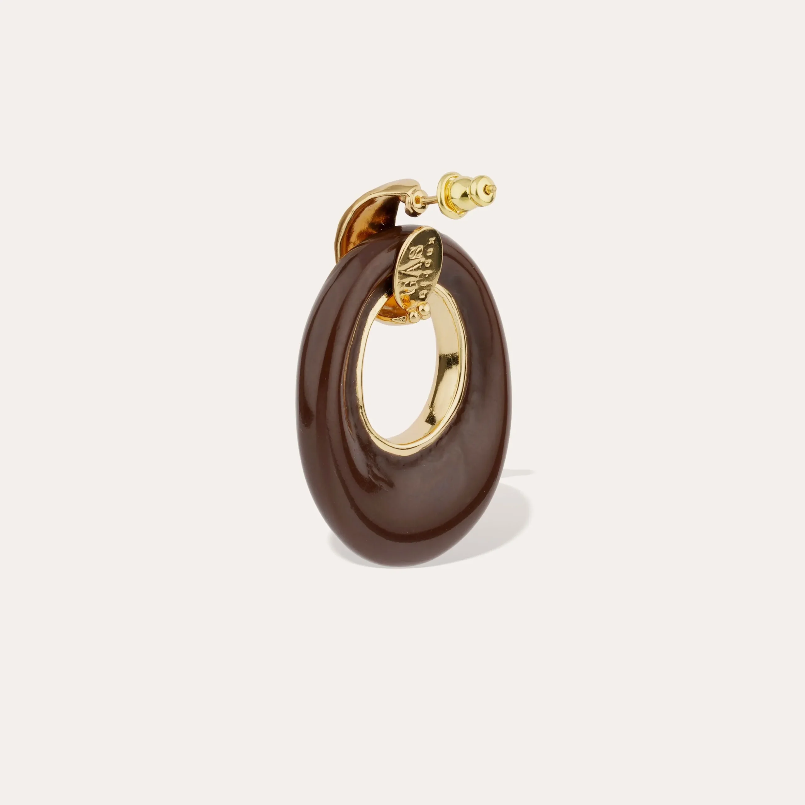 Boucles d'oreilles Selva grand modèle acétate - Marron