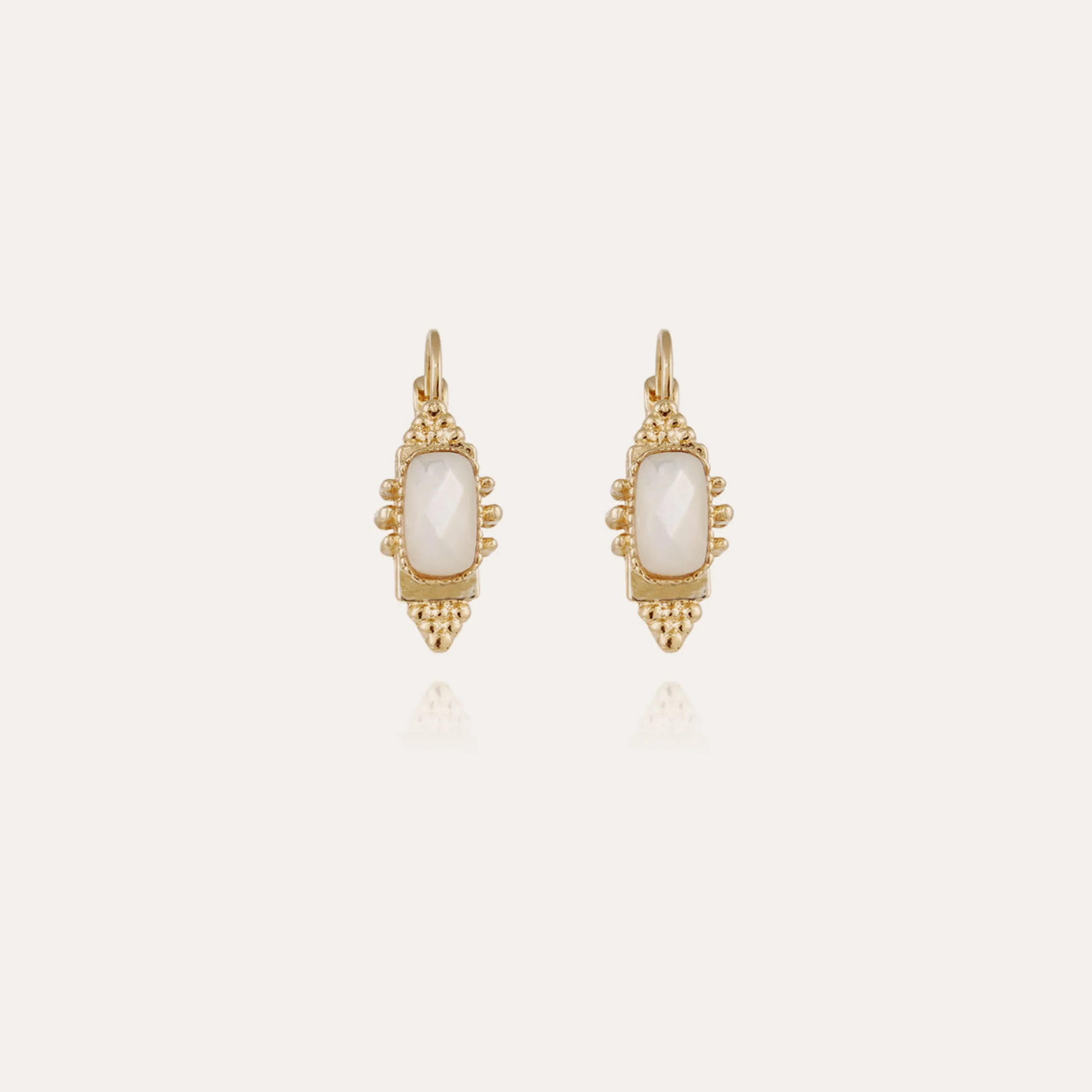 Boucles d'oreilles Serti Talisman - Nacre blanche