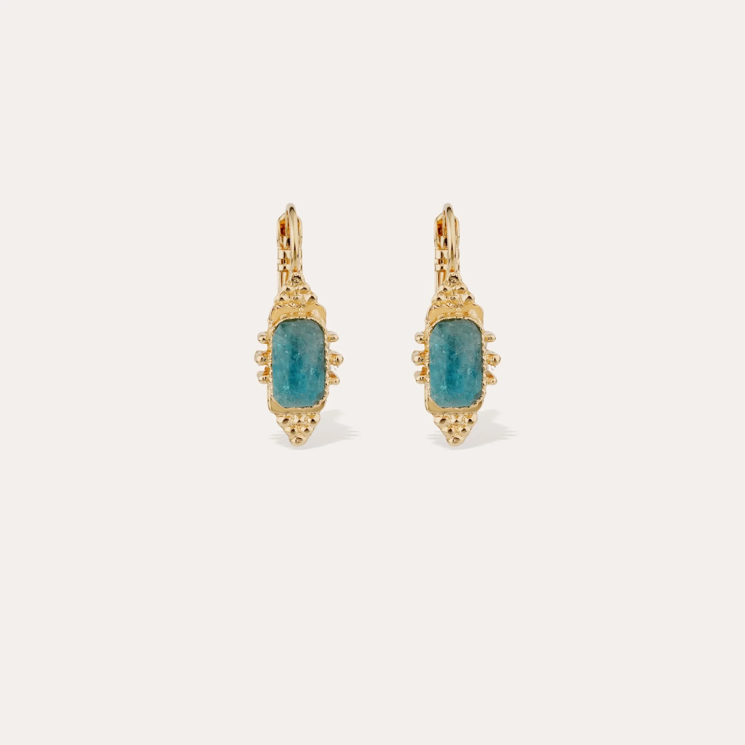 Boucles d'oreilles Serti Talisman petit modèle - Apatite bleue