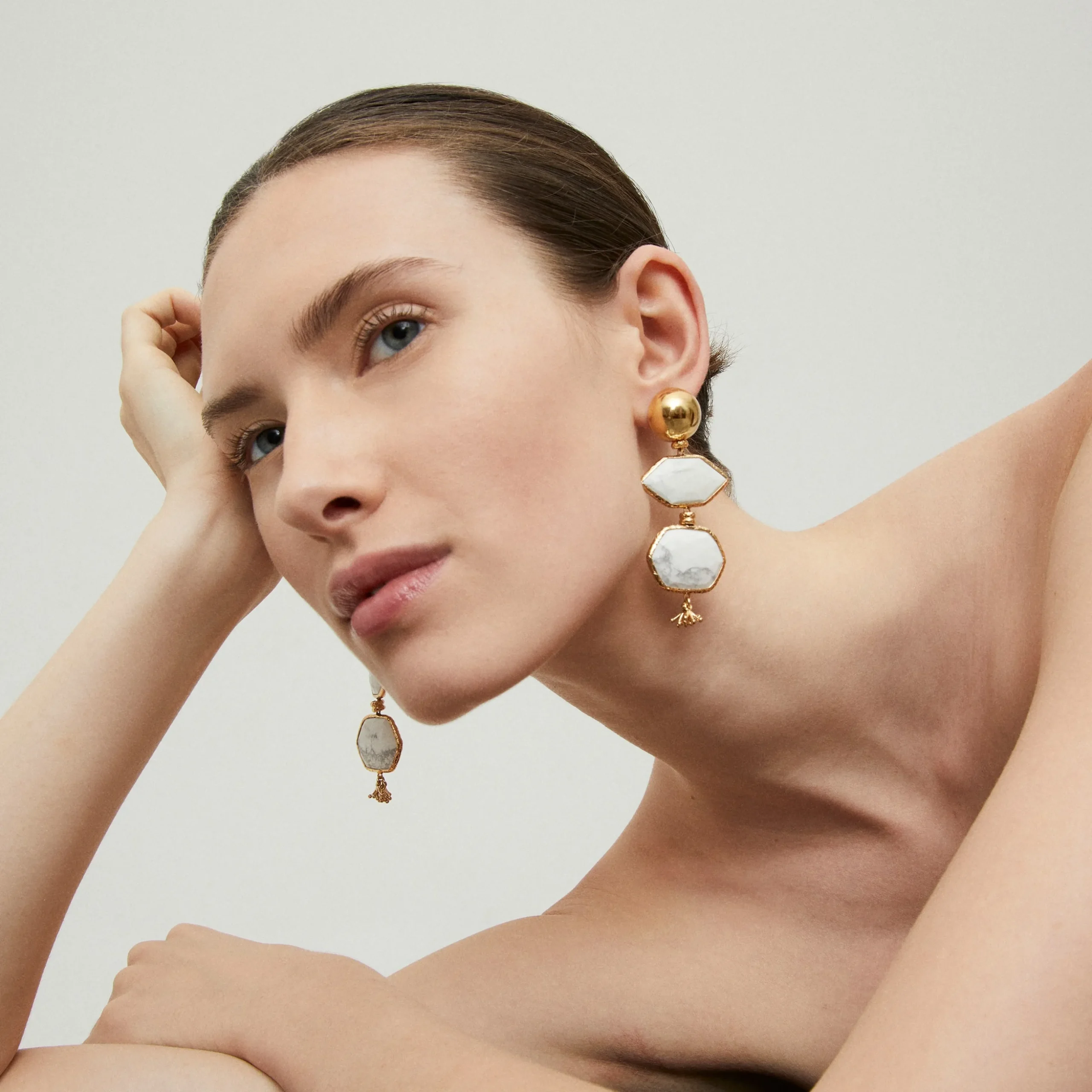Boucles d'oreilles Silenza - Opale blanche
