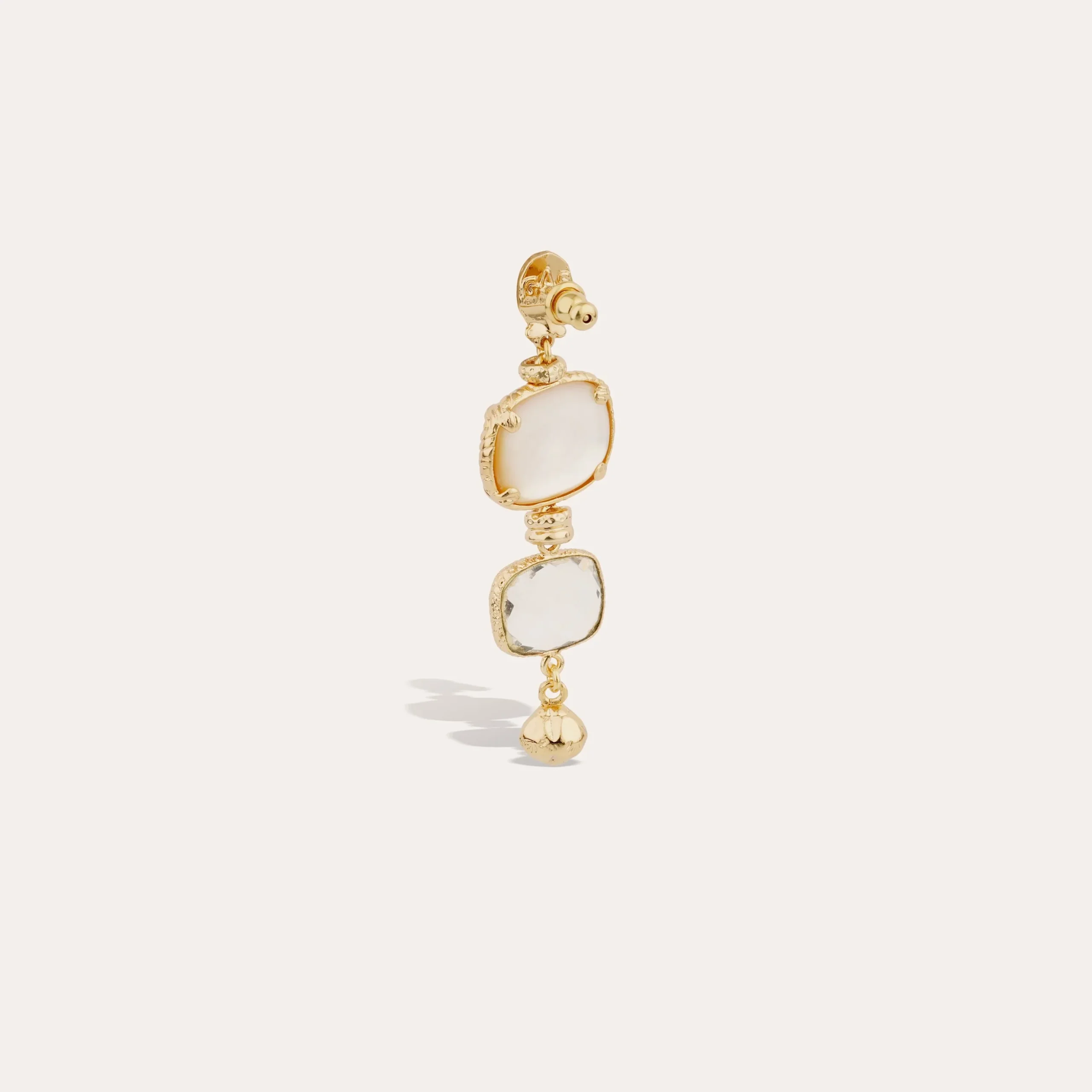 Boucles d'oreilles Silène petit modèle - Nacre blanche & Cristal