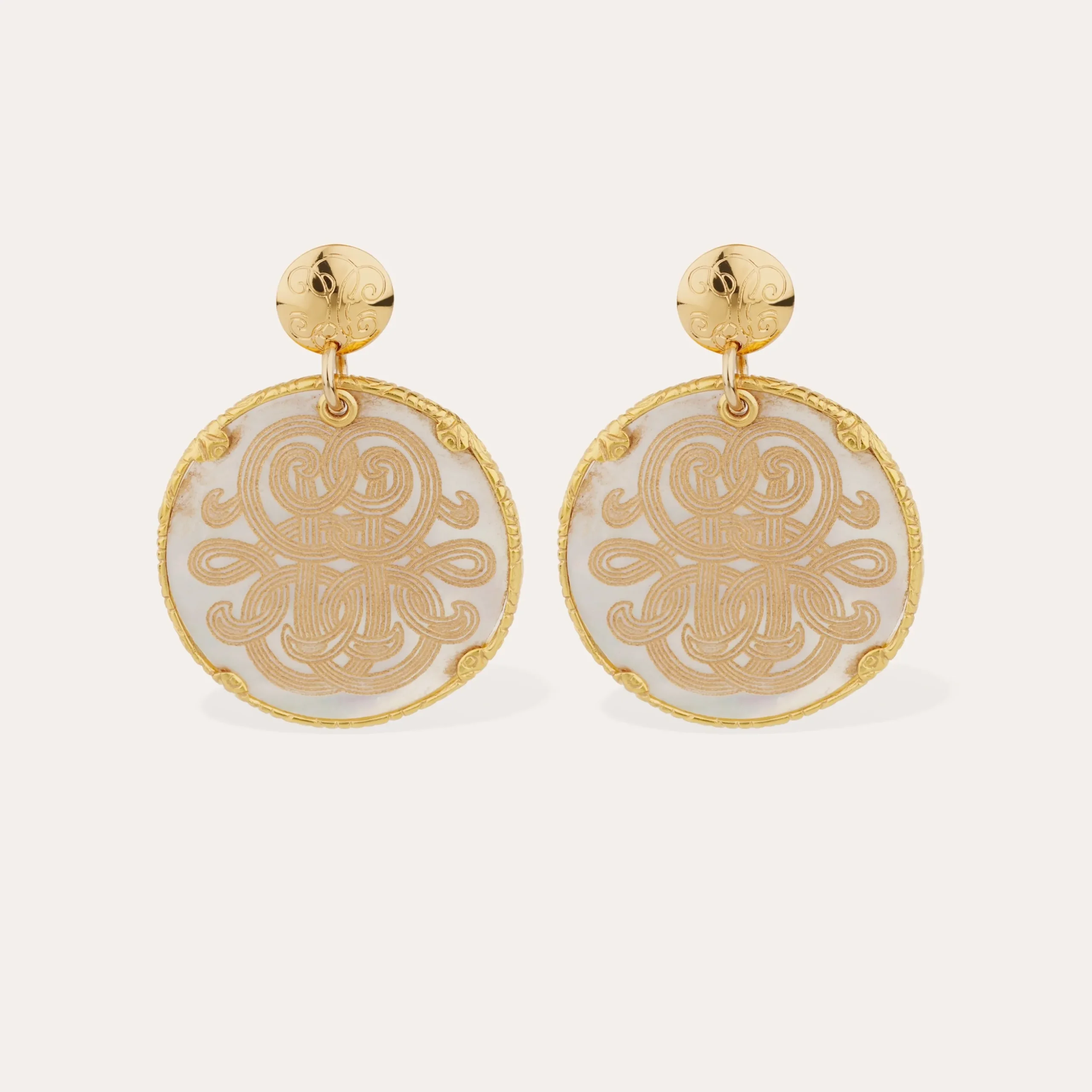 Boucles d'oreilles Sun Diva grand modèle - Nacre blanche