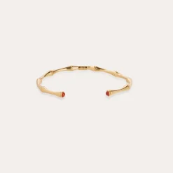 Bracelet Bambou cabochons jonc mini - Cornaline