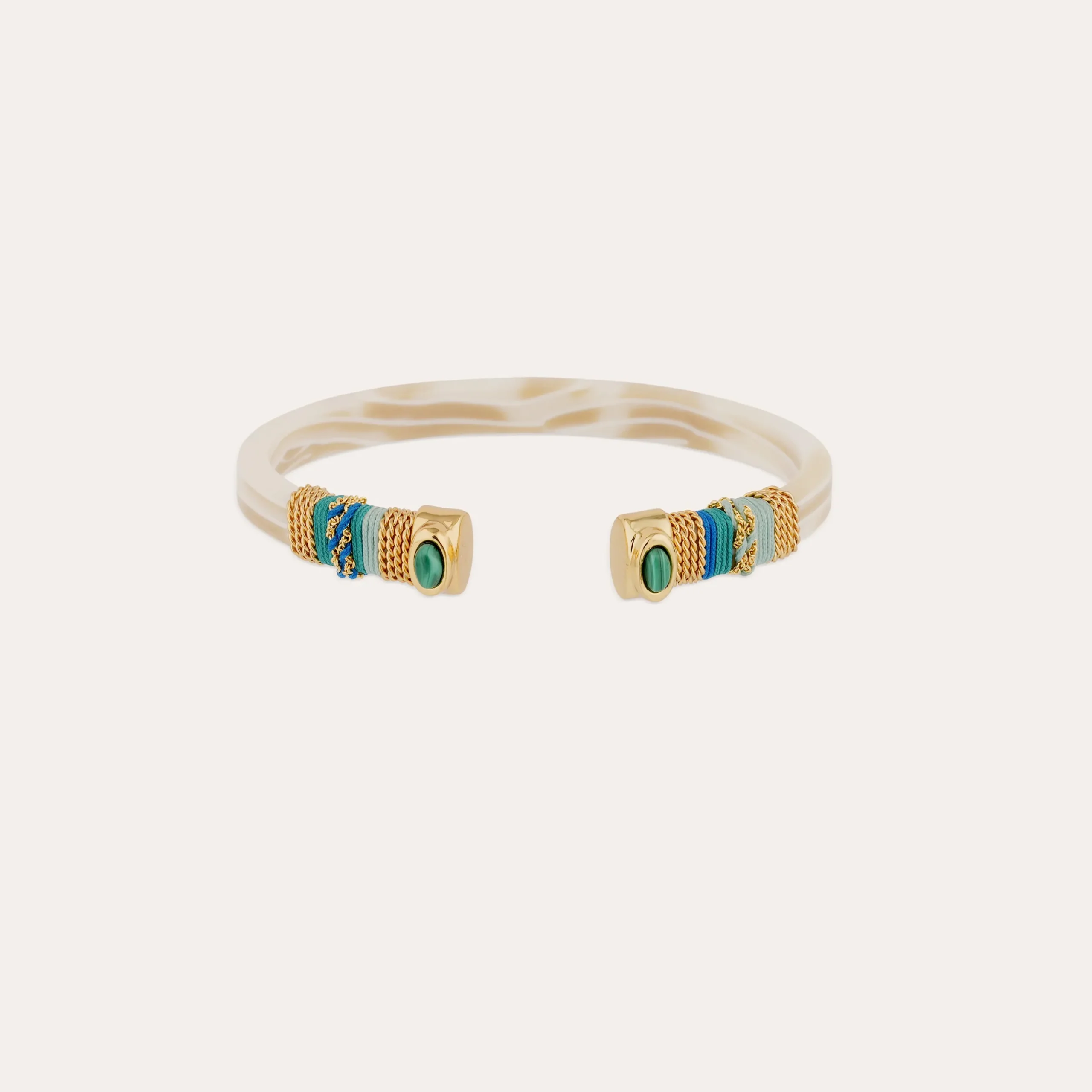 Bracelet Sarina acétate - Ivoire - Malachite