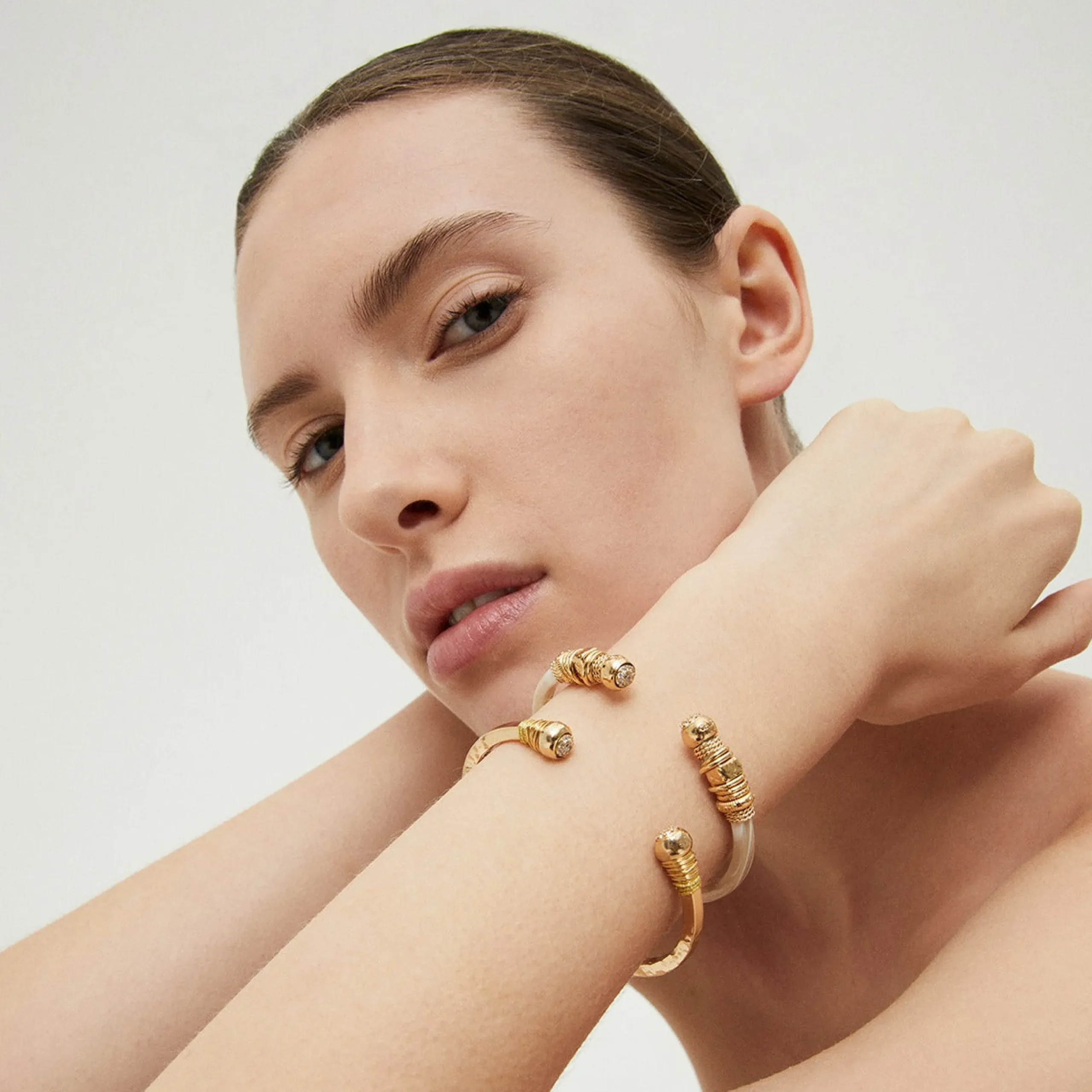 Bracelet Sari strass acétate - Ivoire