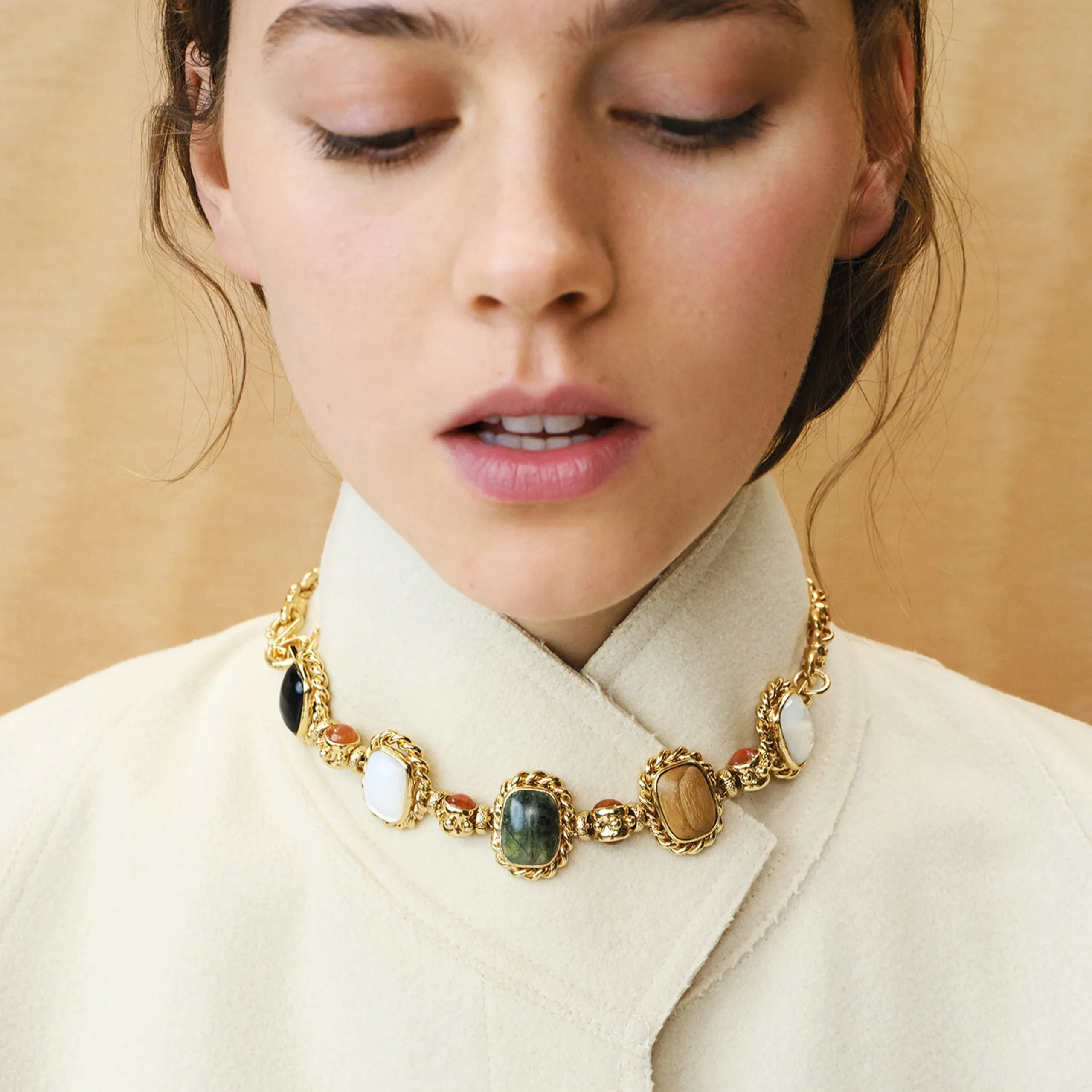 Collier Amarante multi - Vesonite, Basalte noir & Bois