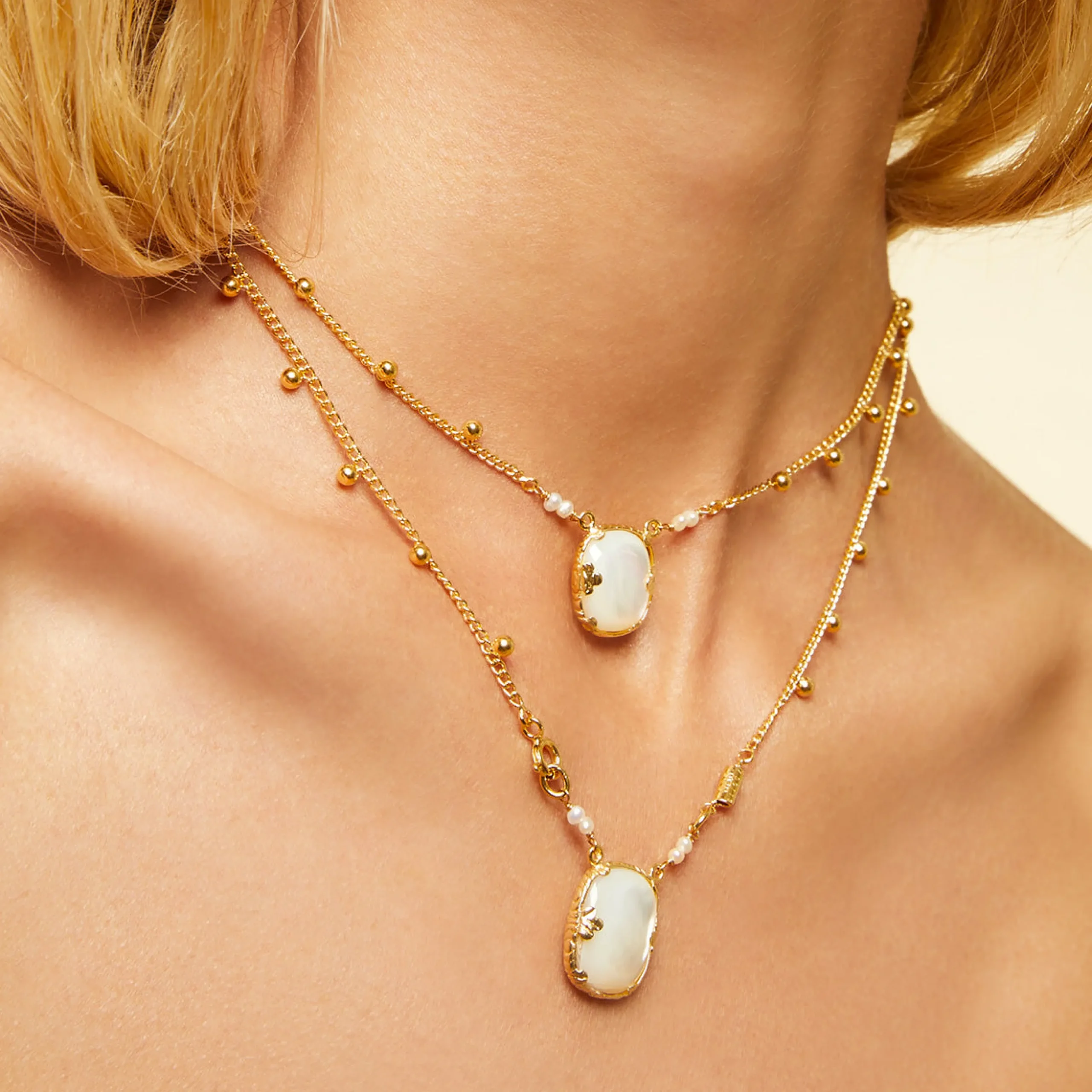 Collier Scapulaire Ovo - Nacre blanche
