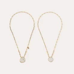 Collier Scapulaire Serti - Cristal & Nacre blanche