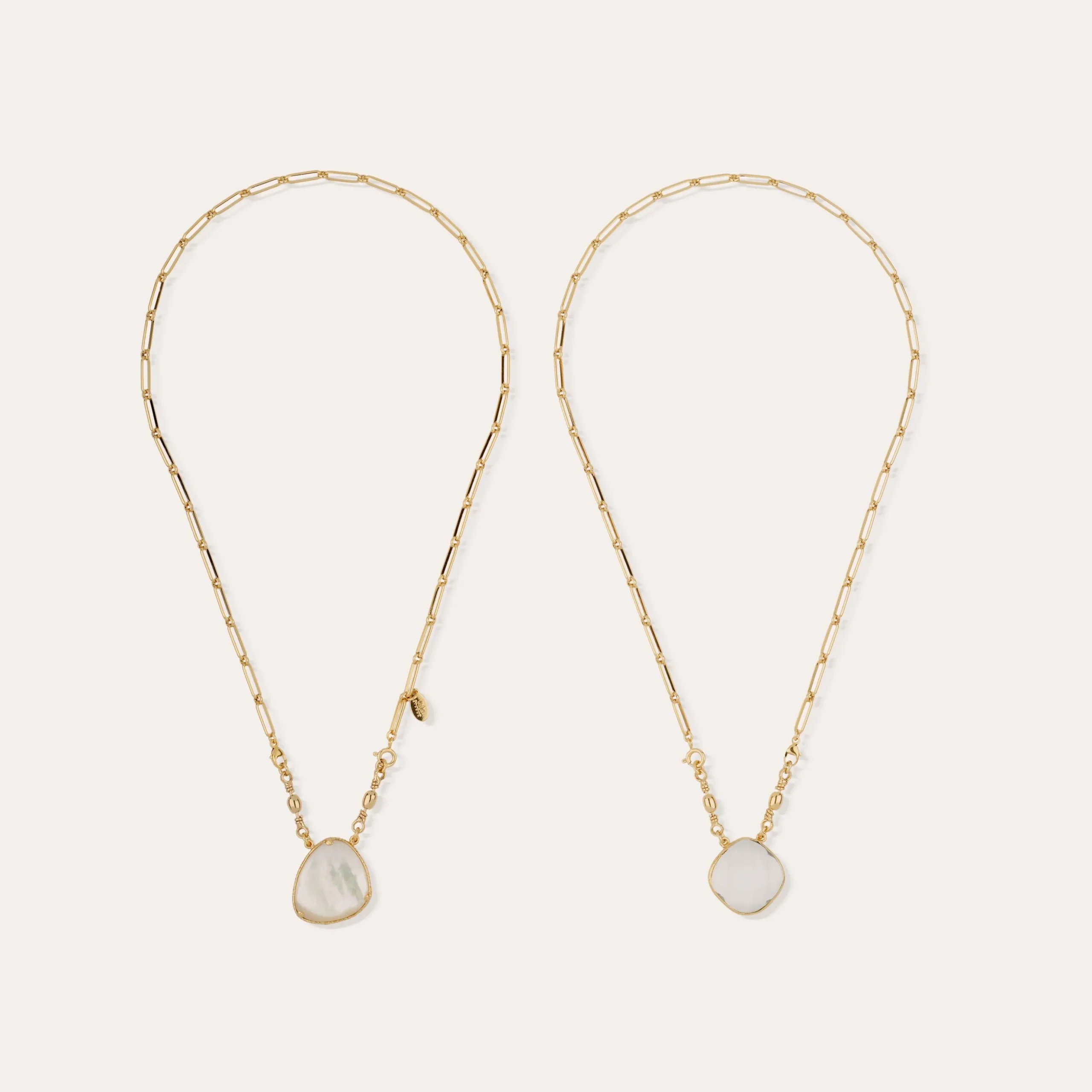 Collier Scapulaire Serti - Cristal & Nacre blanche
