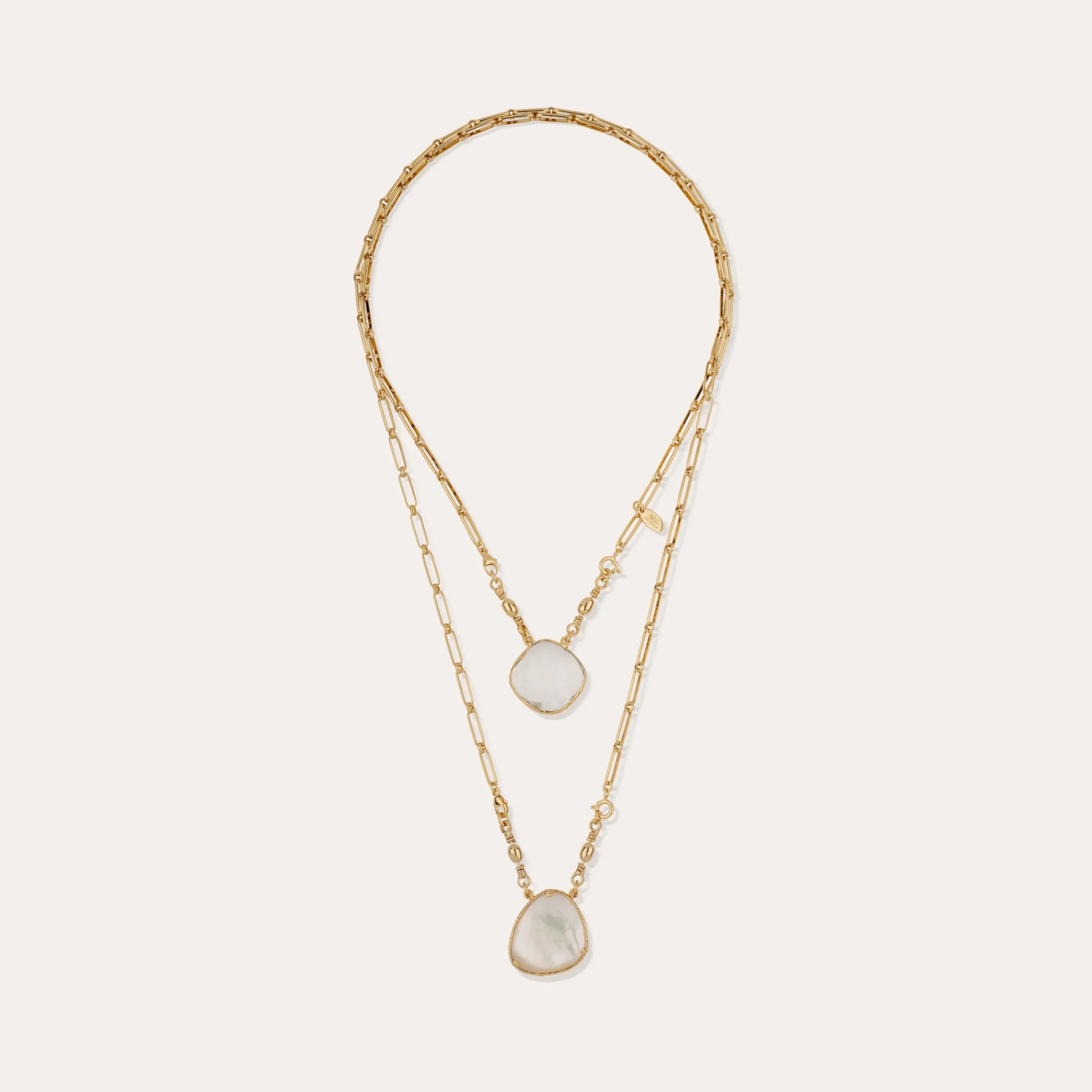 Collier Scapulaire Serti - Cristal & Nacre blanche