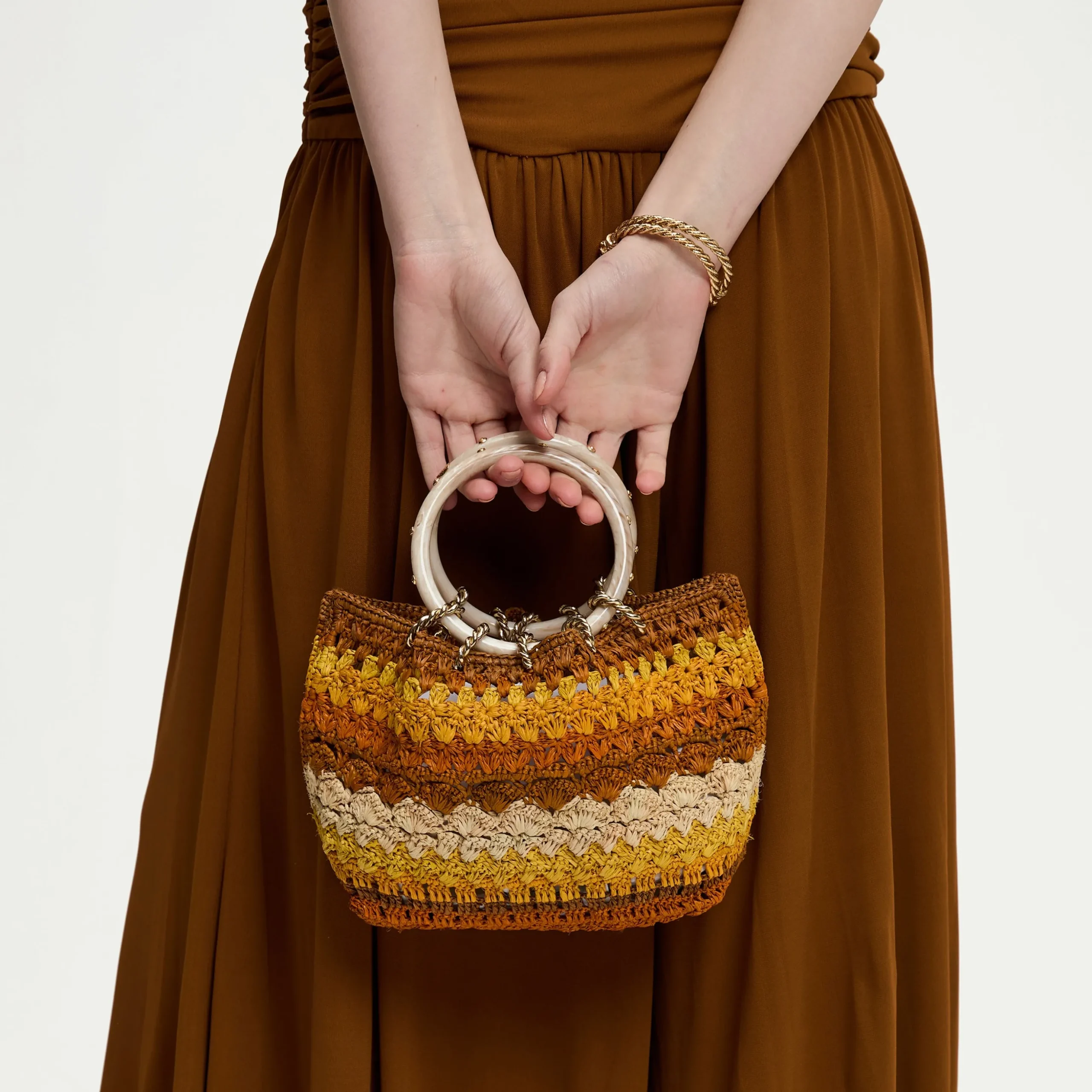 Sac bourse Picot raphia