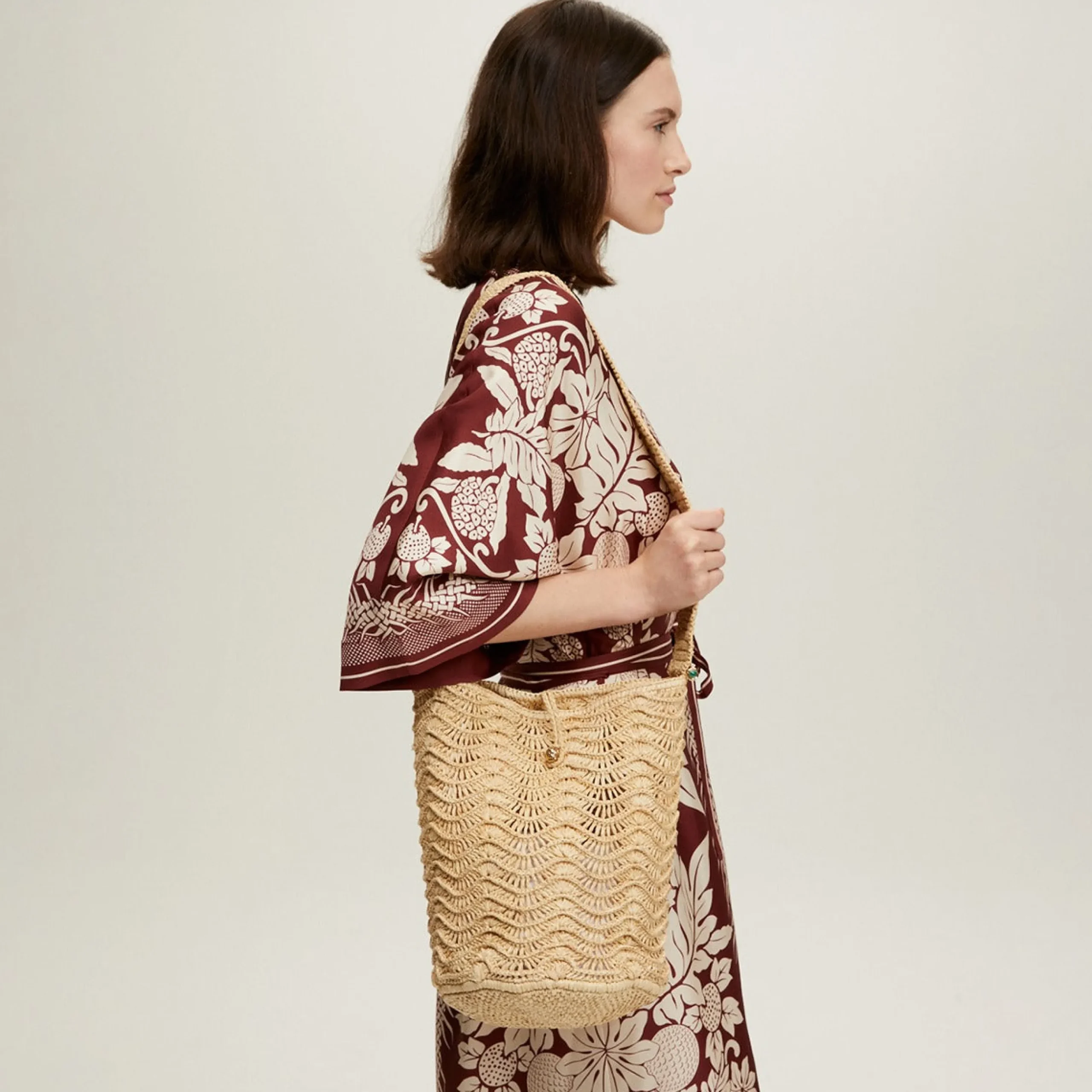 Sac seau Les Palmiers raphia
